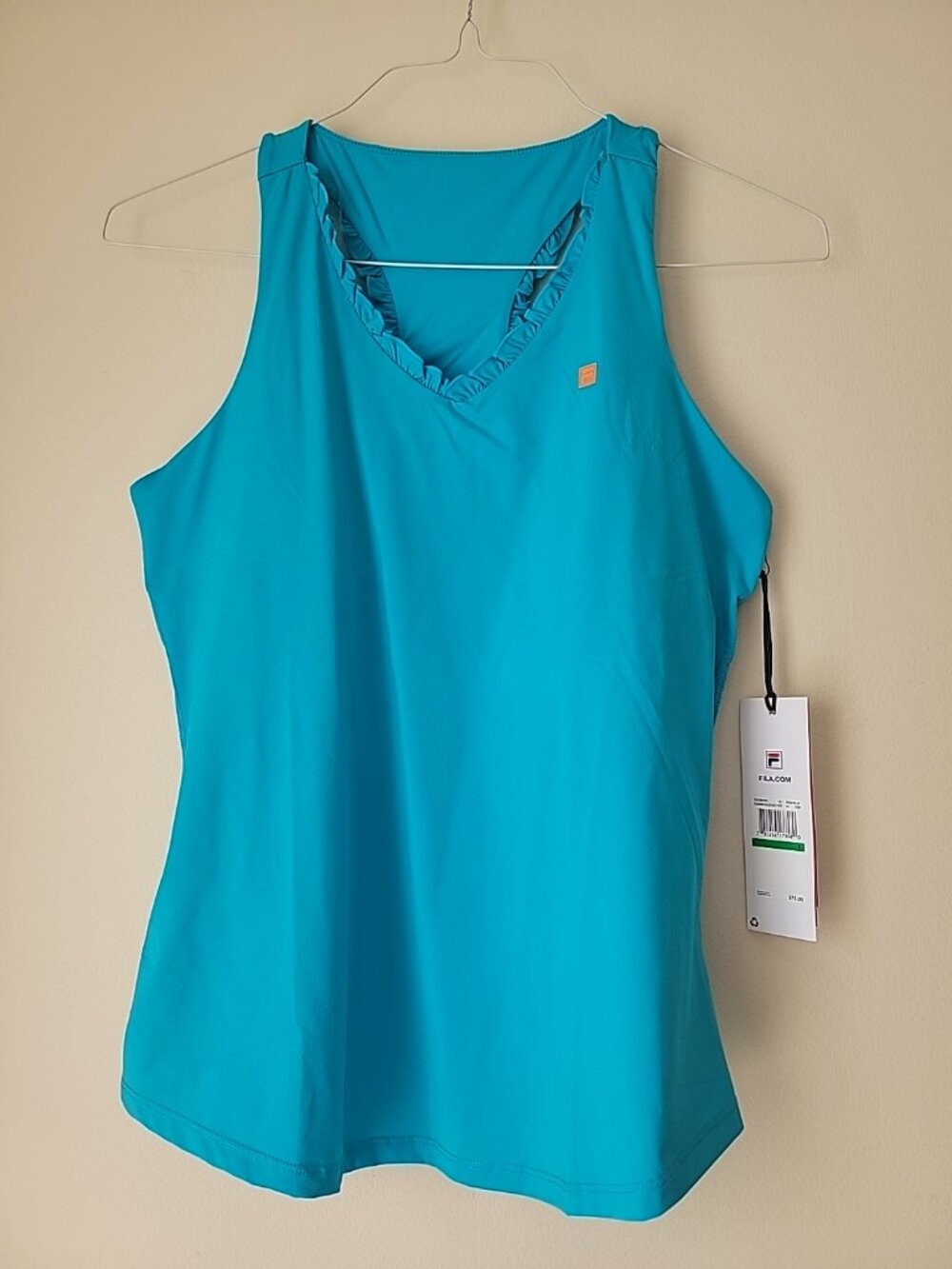 FILA bra top blue  Racer Back Tennis Pickleball Cami Tank sz Large ruffles New